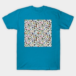 Cute Cartoon Flowers and Butterflies T-Shirt